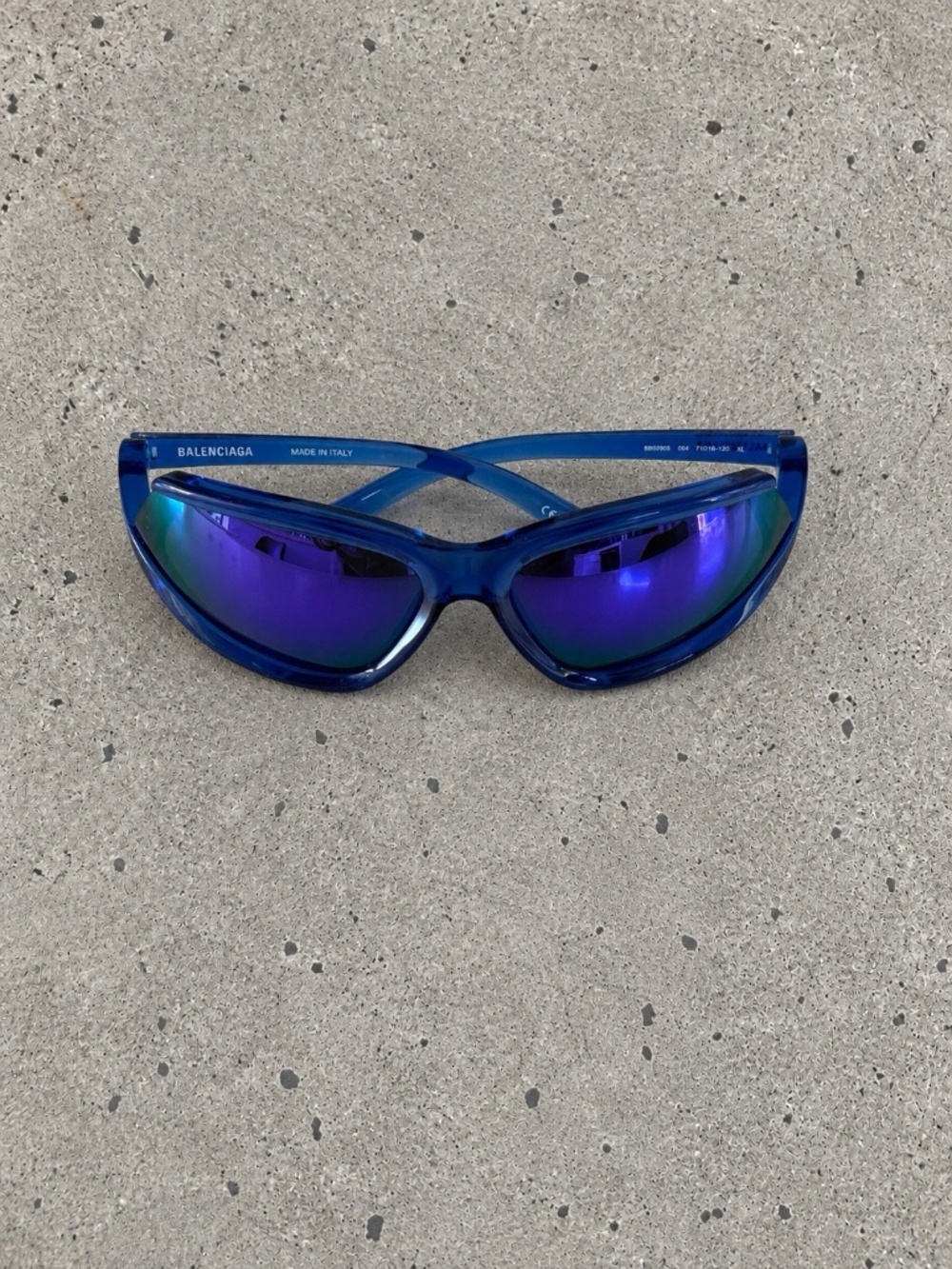 BALENCIAGA BB0289S Xpander Blue Purple Mirror Angular Unisex Sunglasses NEW